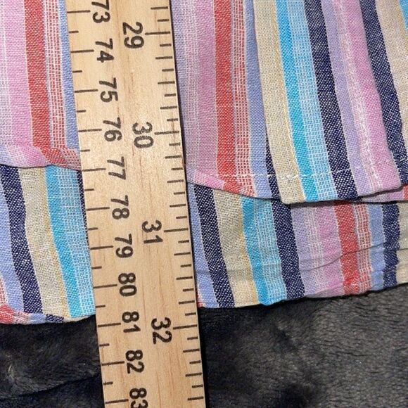 Alan flusser Shirt Mens Size large linen blend striped Button Up long sleeves - Picture 7 of 8